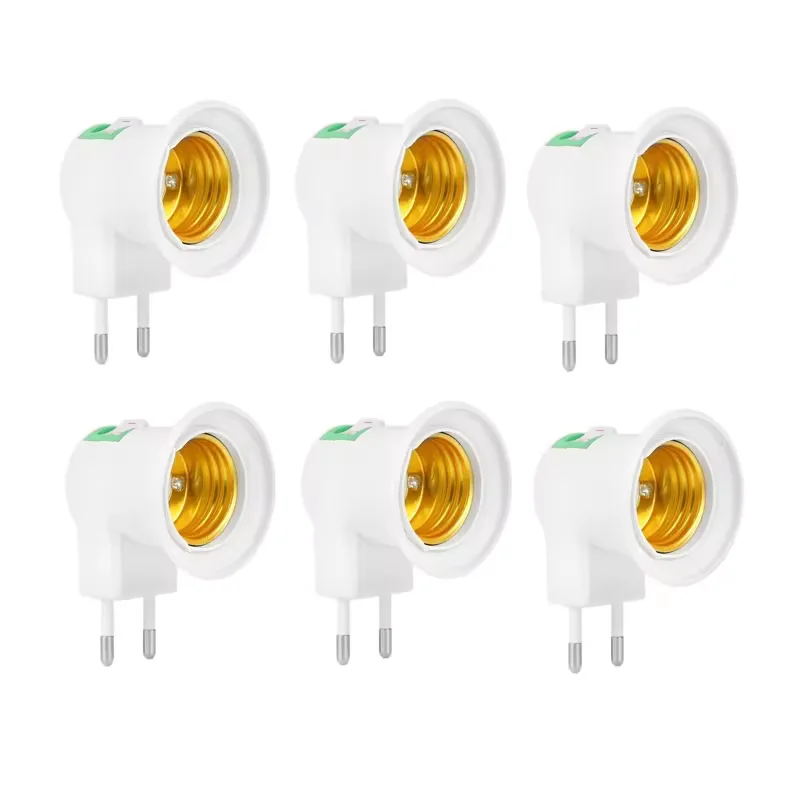 5pcs/lot Lampa Baza E27 LED Światło męskie gniazdo do EU/US Typ Plug Konwerter do uchwytu żarówki z przyciskiem ON/OFF Biała Szybka dostawa 6-8