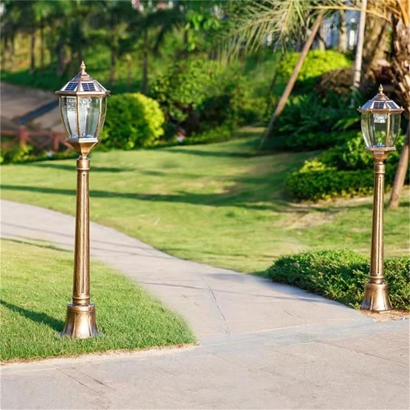 Liegeplatz im Freien Retro Solar Rasen Lampe Lichter klassische Bronze wasserdichtes Haus für Villa Weg Garten dekoration