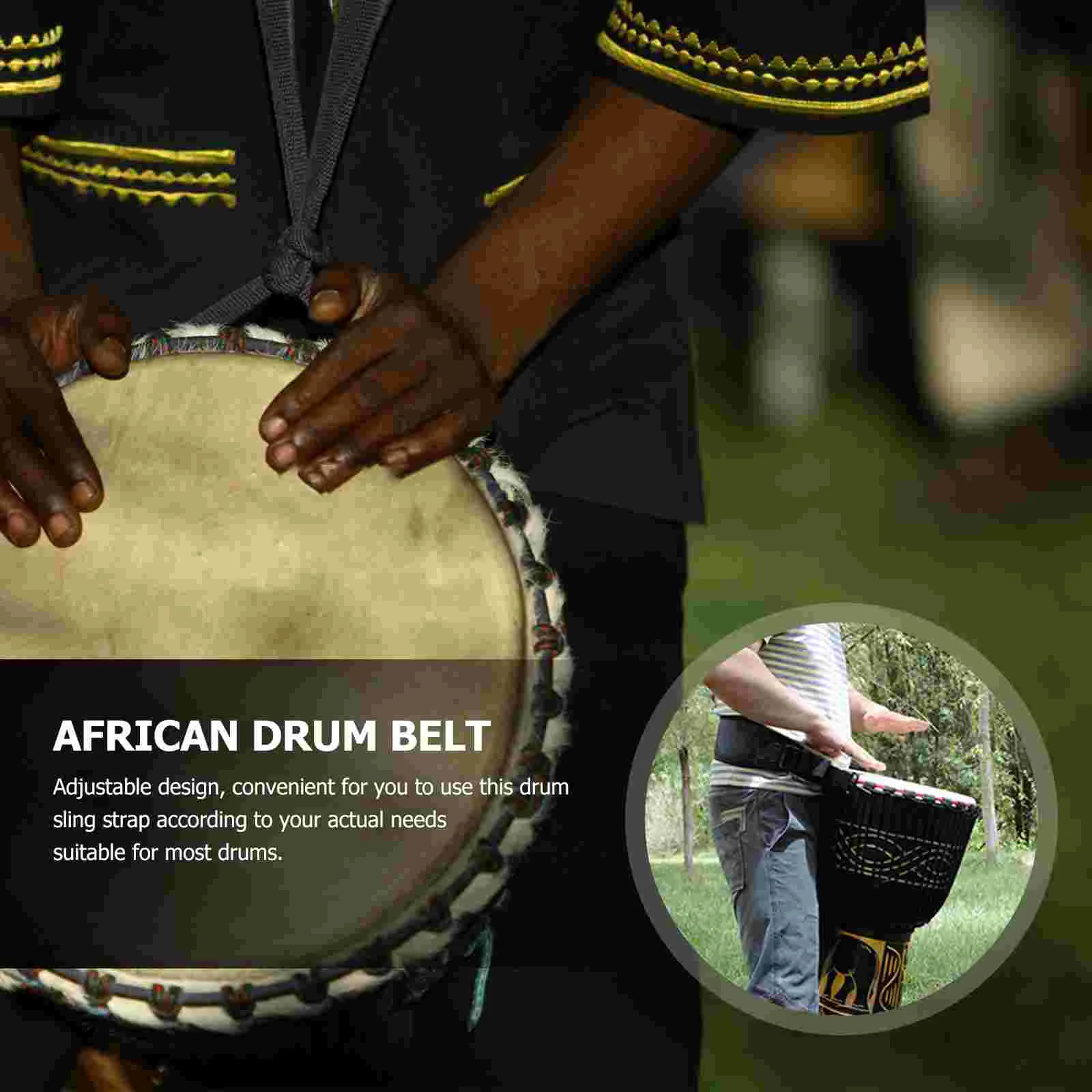 

African Drum Belt Waist Strap Adjustable Snare Tambourine Hand Sling Metal Djembe