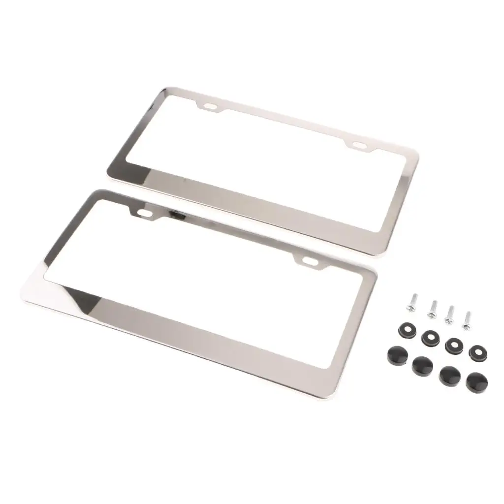 2 Pieces 2 Holes in Polished Stainless Steel Frame And Screws