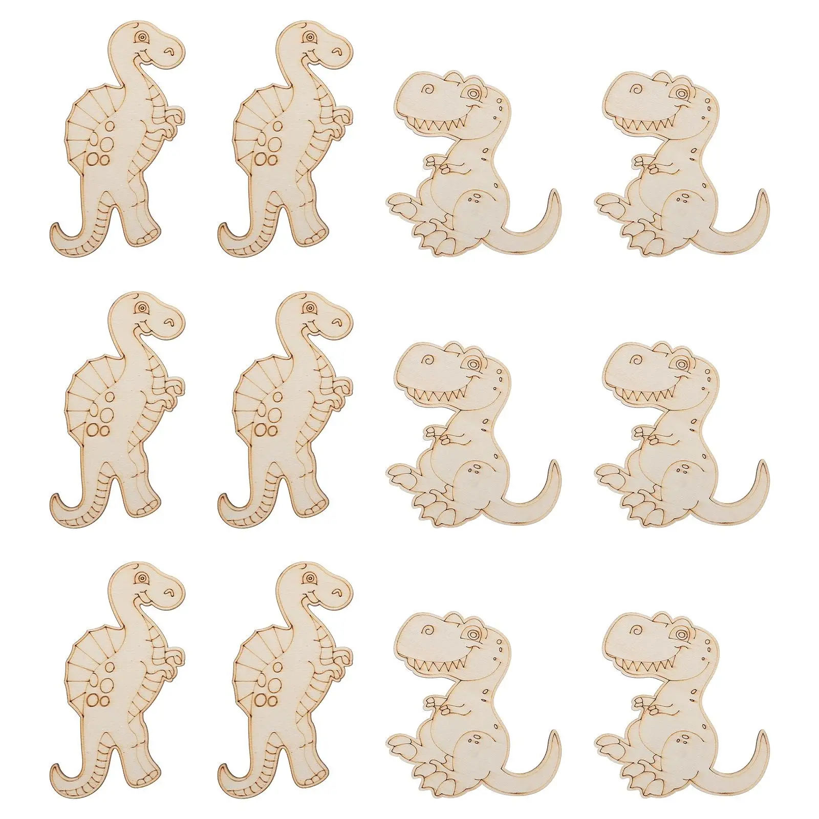 

20 Pcs Dinosaur Wood Chips Kids Painting Toys Wood Carving DIY Wooden Slices Realistic Design Cute Shapes Holiday Decorations