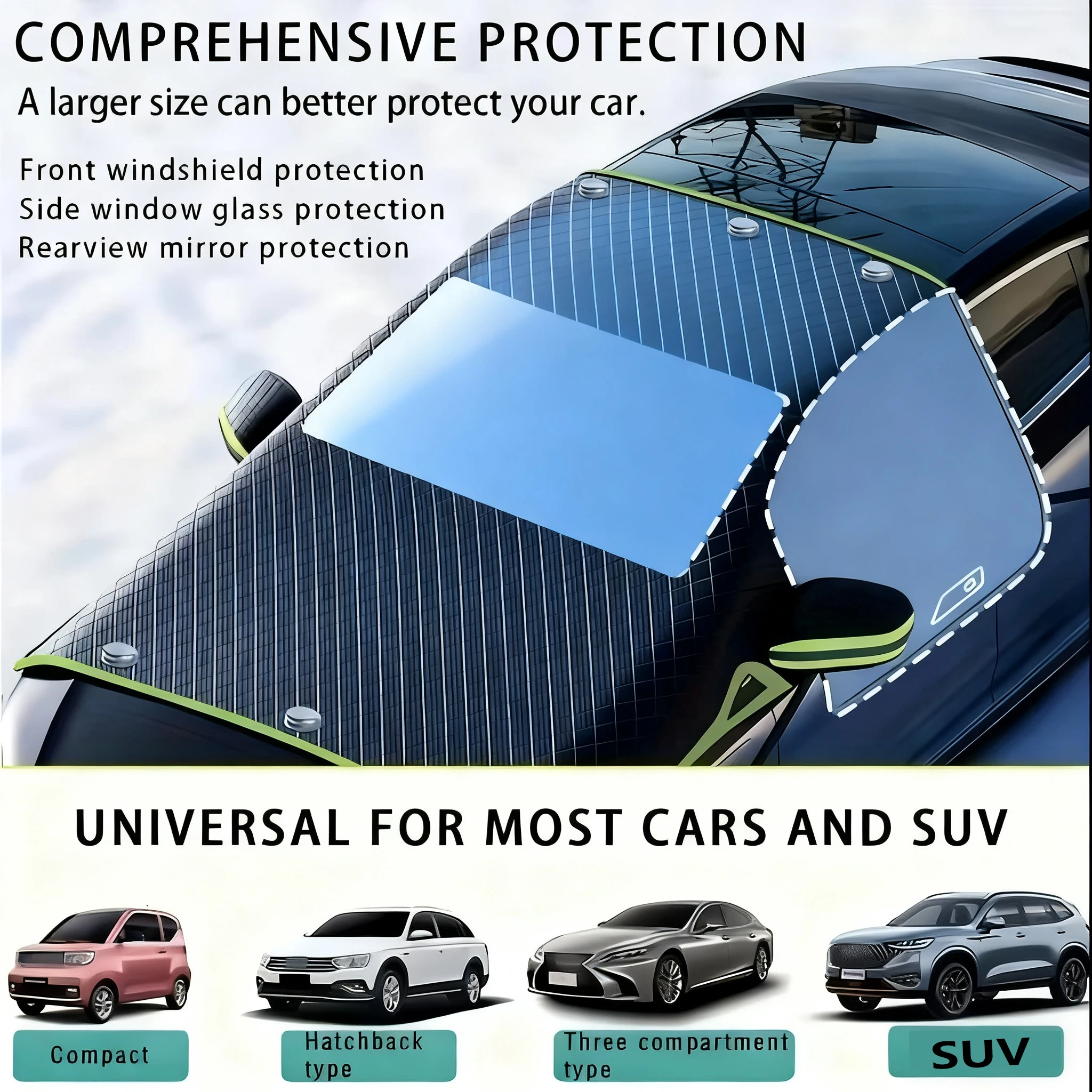 درع ثلج مغناطيسي سميك للشتاء للسيارة - غطاء سيارة نصف غطاء ومانع ثلج للزجاج الأمامي #5