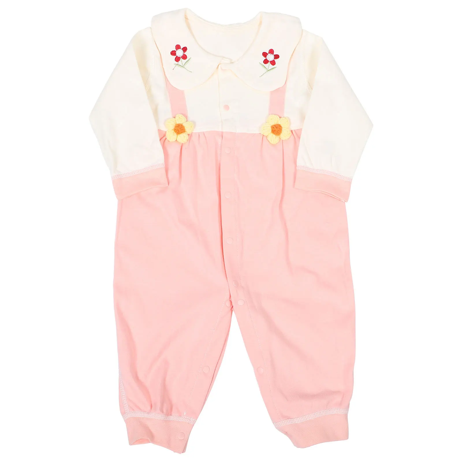 

Newborn Baby Long Sleeve Cotton Bodysuit Romper Turn Down Collar Infant Sleepwear Outing Clothes Unisex Baby Clothes for Fall