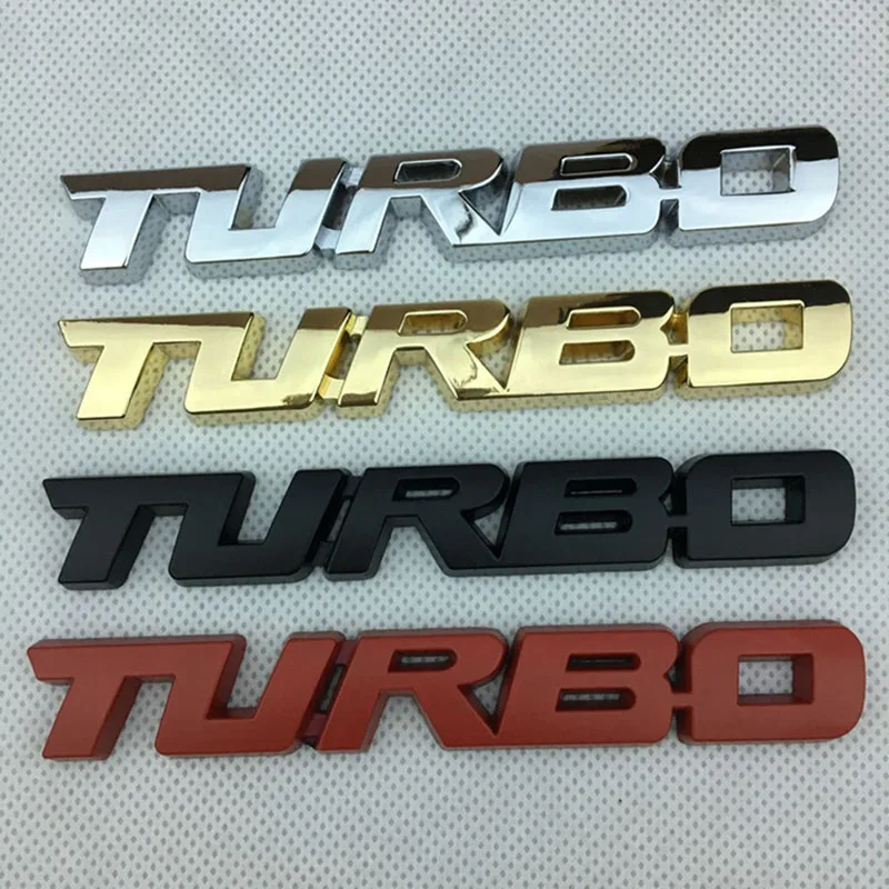 

3D Metal Chrome Red Black Gold Logo Turbo Emblem Car Fender Badge Trunk Decal Turbo Stikcer Accessories