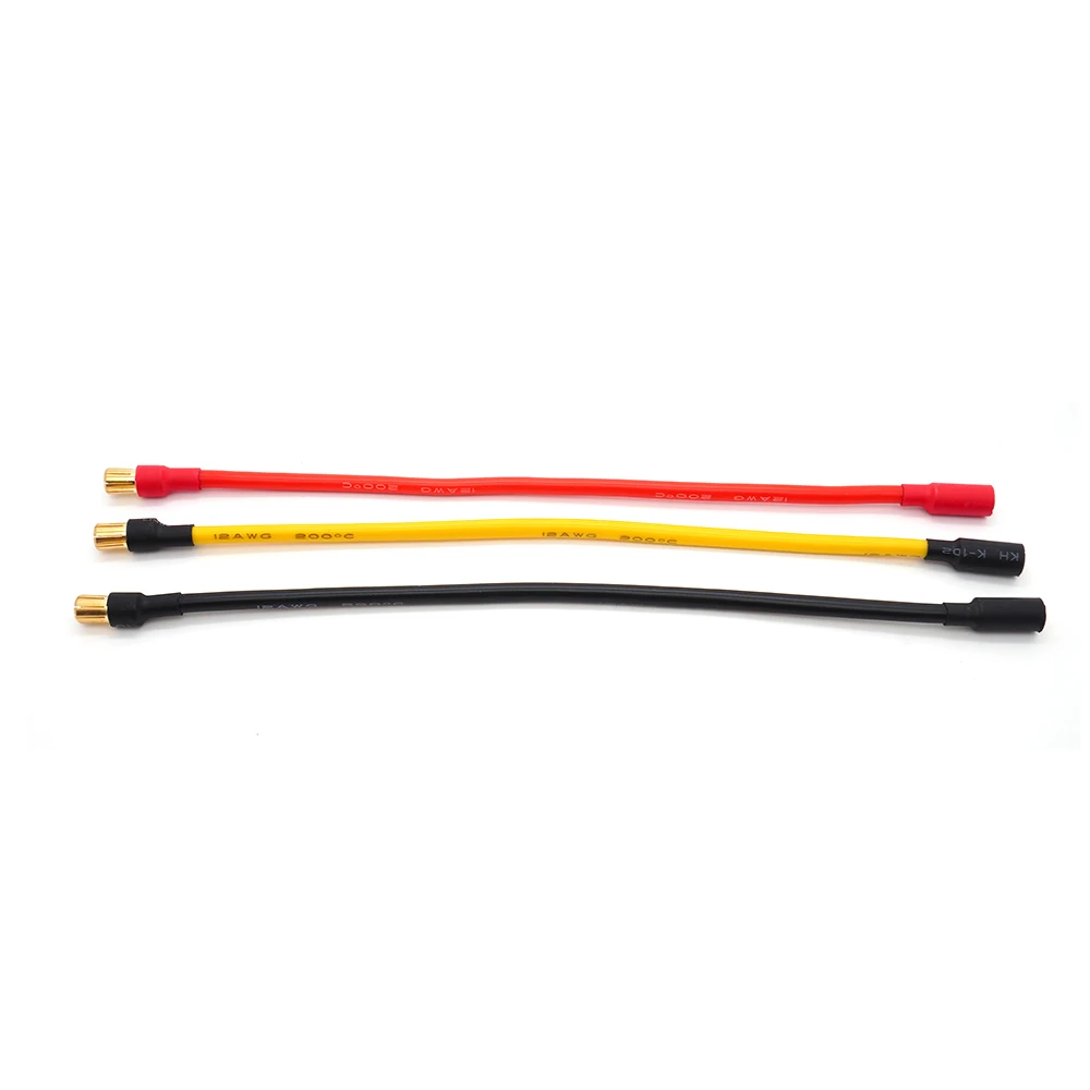 3PCS YSIDO 12AWG 6.5MM Banana Connector Extension Wire 220mm Motor/ESC Extension Cable for RC Car Drone Aircraft Model Parts