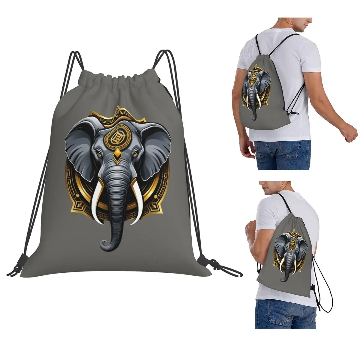 Hacker Elephant Backpacks Fashion Drawstring Bags Shoes Bag Book Bags for Man Woman School