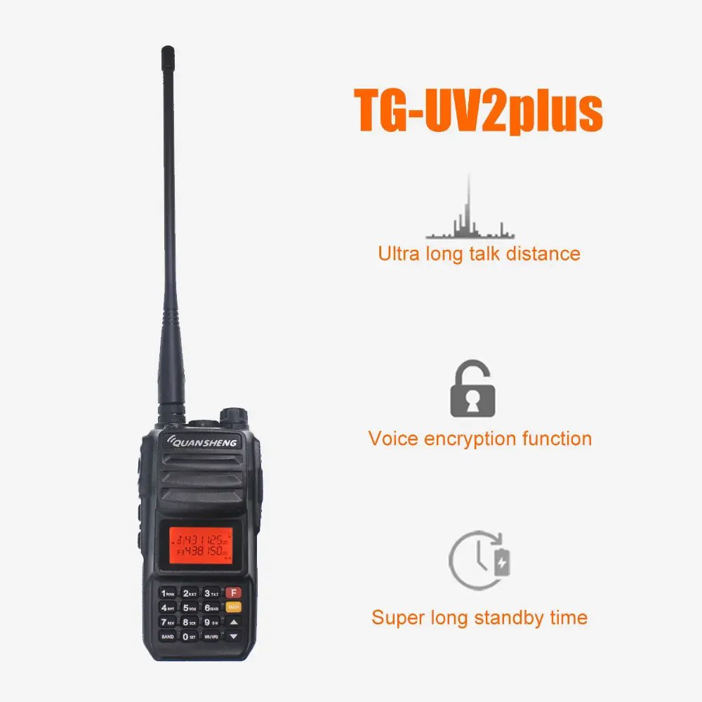 QuanSheng TG-UV2Plus 10W Long Range Walkie Talkie Dual Band 136-174&400-470mhz 4000mah FM RadioTG UV2 Plus