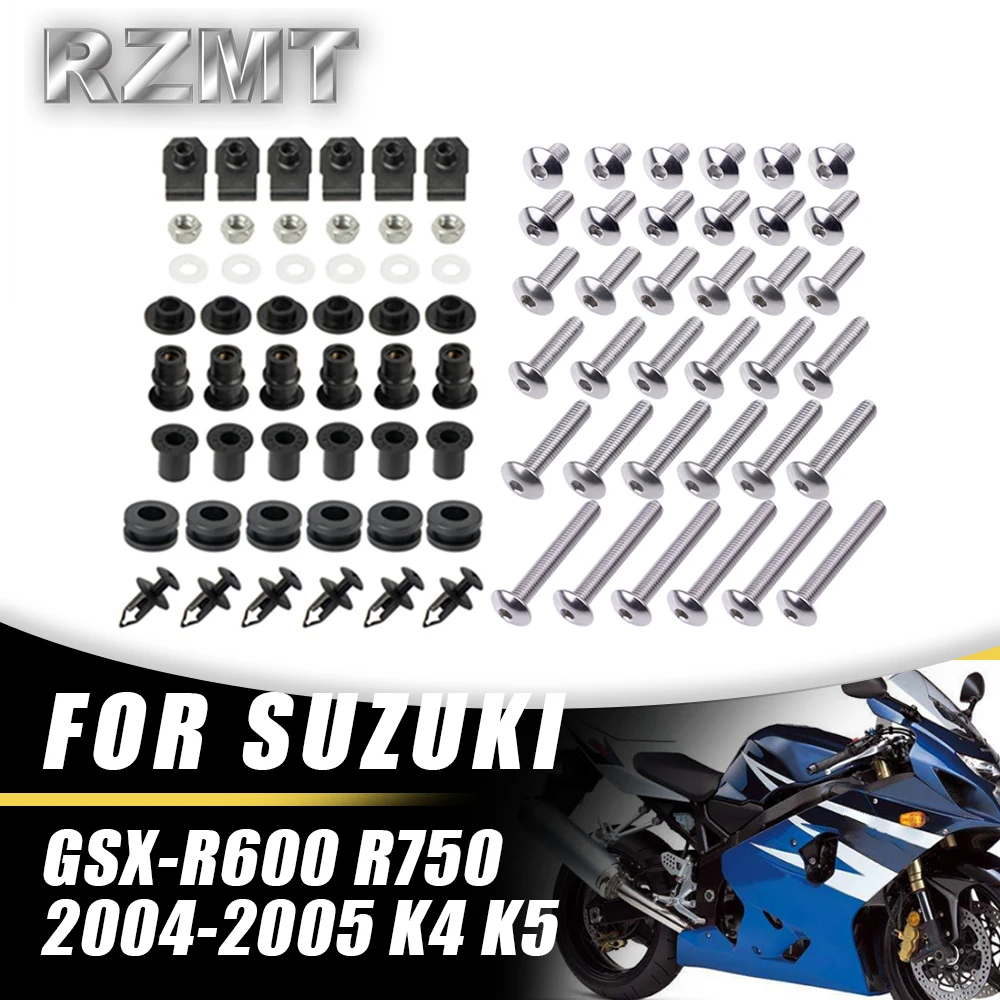 

For SUZUKI GSX-R600 R750 2004-2005 K4 K5 Motorcycle Stainless Complete Bodywork Fairing Bolt Kit Screws Clip