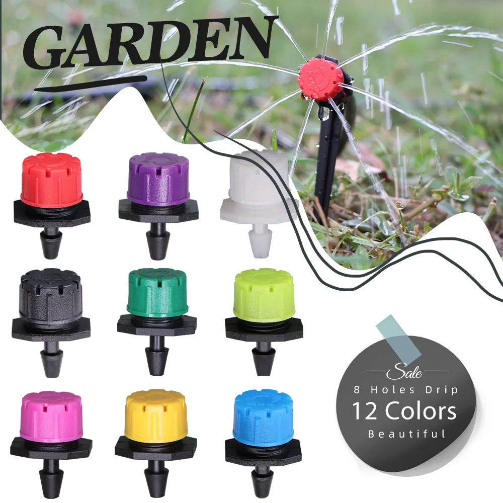 30-800PCS Garden Irrigation Spinkler Nozzle Adjustable 8-Hole Micro Drippers Balcony Greenhouse Watering Emitters Automatic Tool