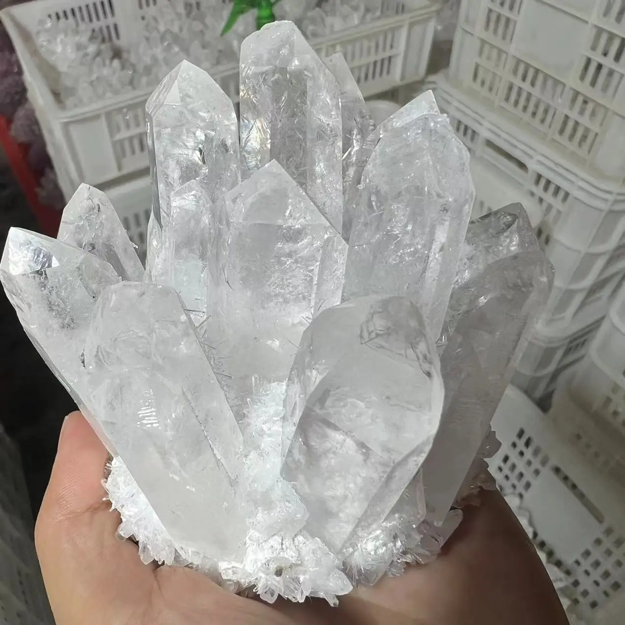 300-1000g Natural Rare White Transparent Quartz Crystal Mineral Cluster ​Specimen Home Office Degaussing Decoration Energy Gem