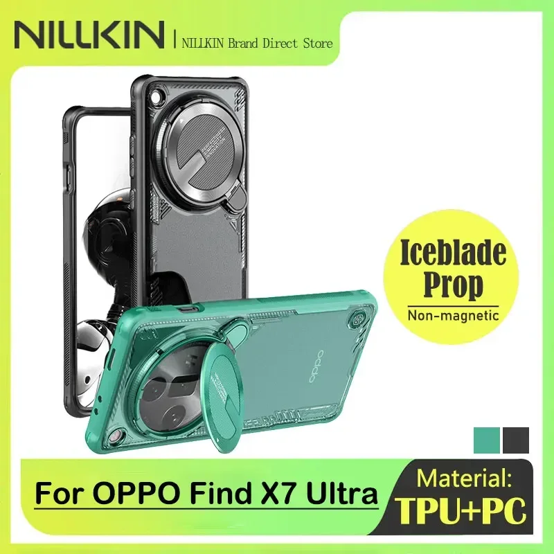 Nillkin lceblade Prop Case for OPPO Find X7 Ultra, Lens Cover With holder, TPU+PC, Transparent, eco-friendly bio-based materials