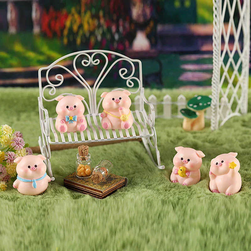 Home Decor Decoration Mini Cute Pig Figurine Animal Model Moss Micro Landscape Miniature Fairy Garden Accessories