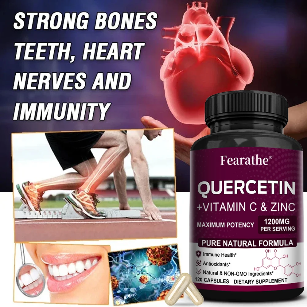 Quercetin, Vitamin C, Zinc Supplement - Supports Physical Performance, Endurance and Supports A Healthy Immune System