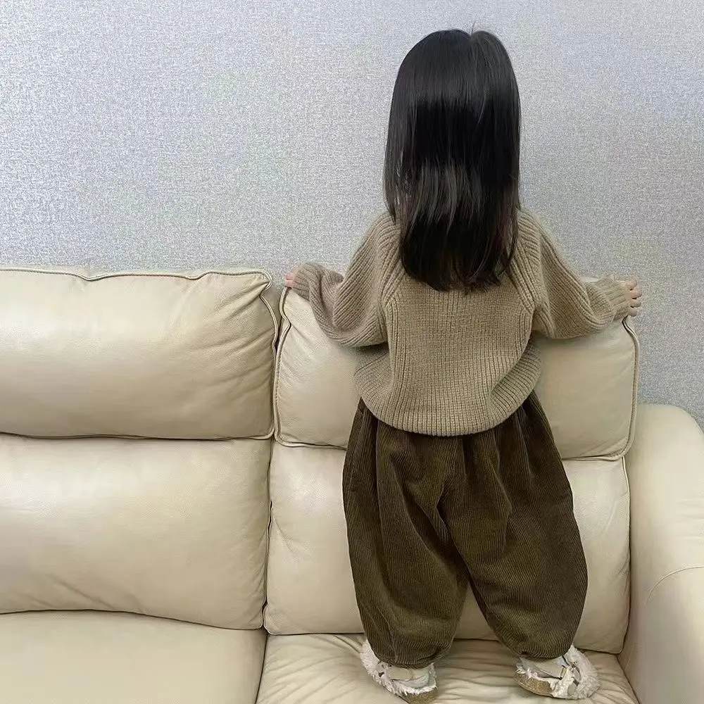 2024 Childrens Clothing Thick Sweater New Baby Semi Fashion Knitted Sweater Winter Clothing Kids Sweater