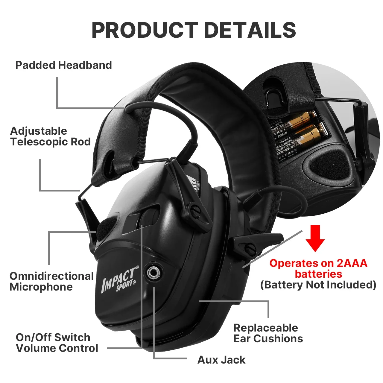 Sound Amplification Electronic Shooting Earmuff,Noise Reduction Ear Muffs for Hunting,Slim Volume Adjustable Earmuff