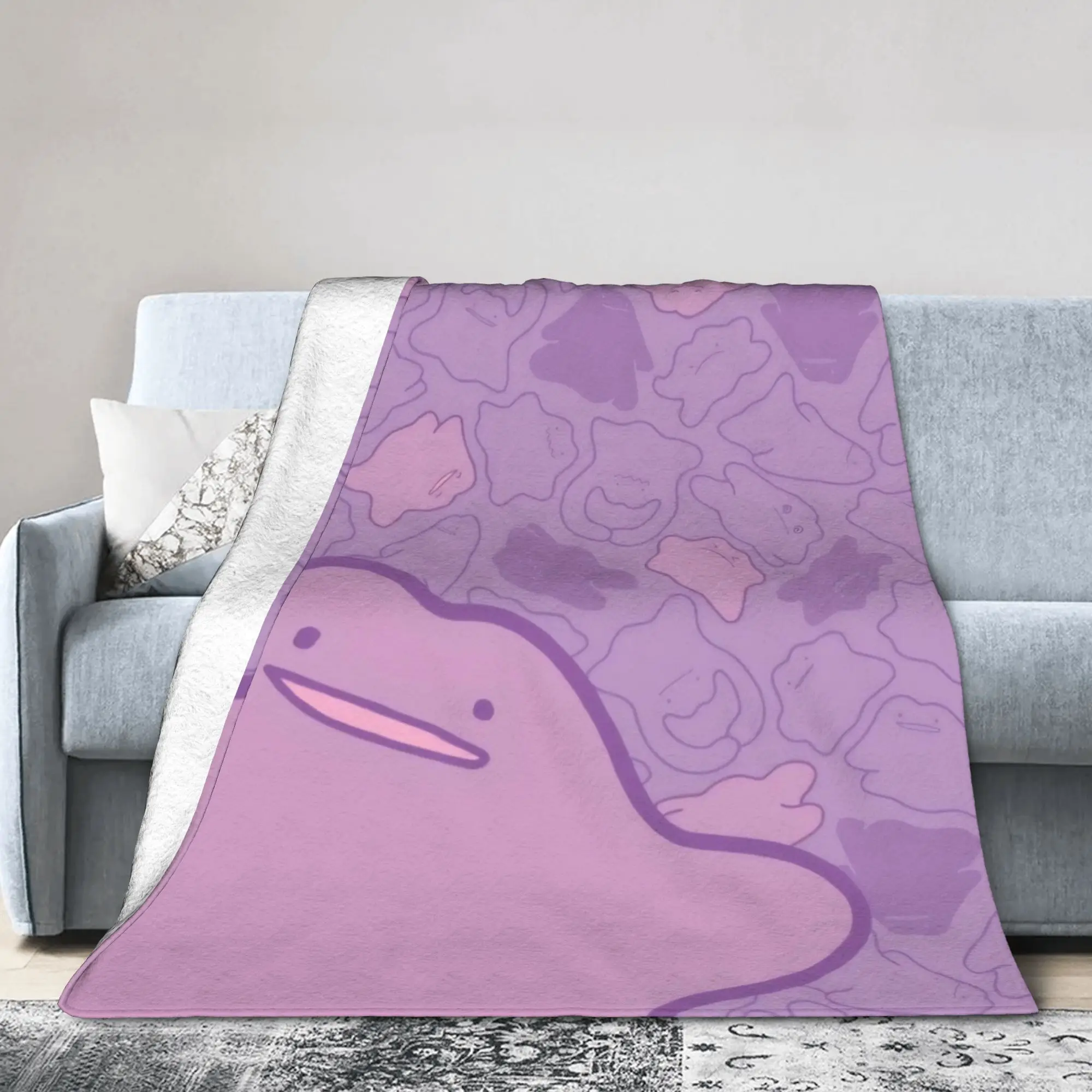 Dittoes Transform Purple blob Flannel Blankets Imposter Cartoon Funny Bedding Throw Blankets for Sofa Warm Hotel Breathable