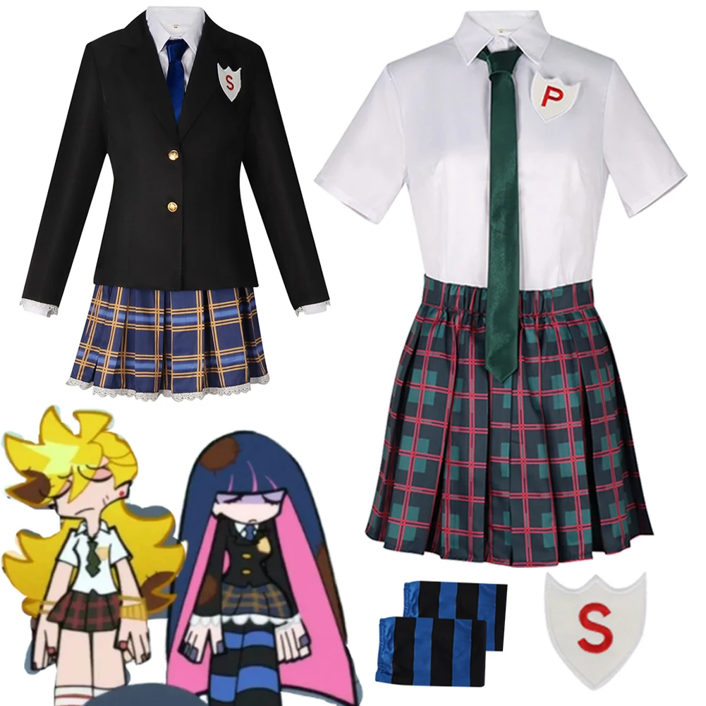 

Anime Panty And Stocking Cosplay Stocking Anarchy Top Skirt Female Adults Roleplay Costume Suit Outfits Halloween Carnival