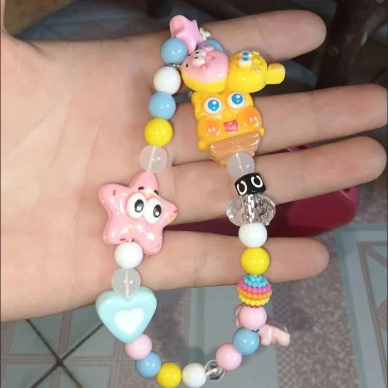 

Spongebob Square Q-Version Pants Eeyore Diy Bead Phone Chain Mobile Phone Case Decoration Girl Camera Pendant Keychain Gift