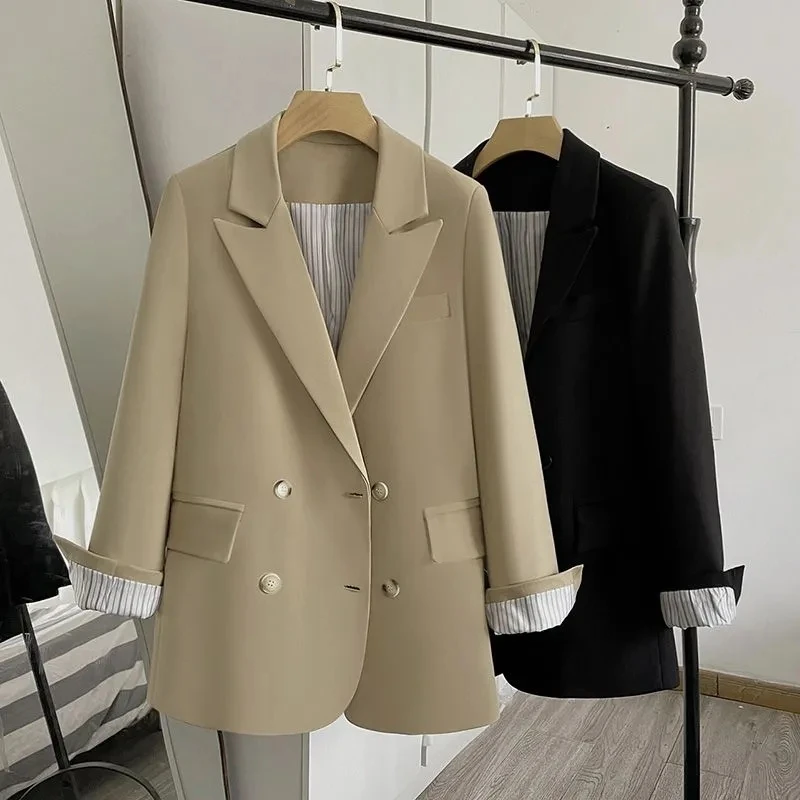 

Stylish Street Blazer Suit Jacket,Women's Clothing Spring Autumn Blazers,2024 New,Korean Long Sleeve Double Breasted Suit Coats