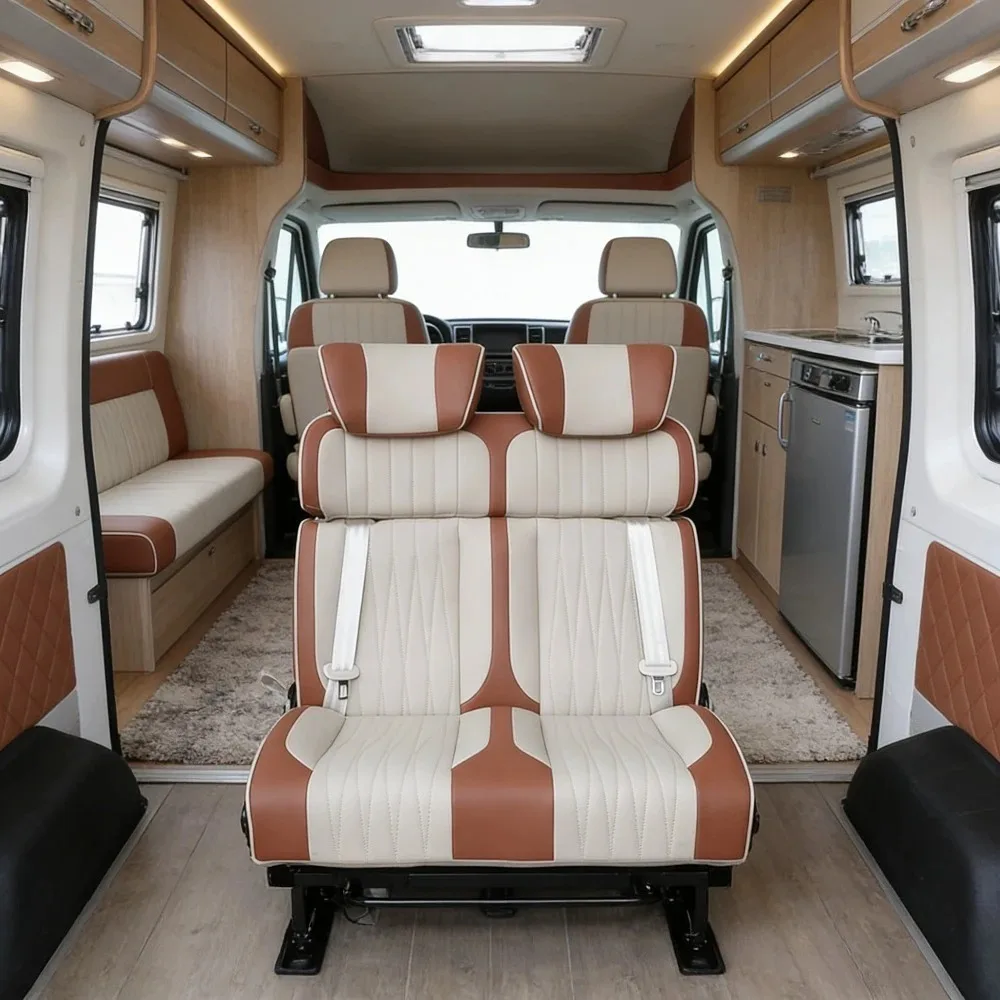 Luxury Customizable Leather car Seat Multifunctional Wholesale Converts RV Caravan Camper Vans Motorhomes Into Swivel Flat Beds