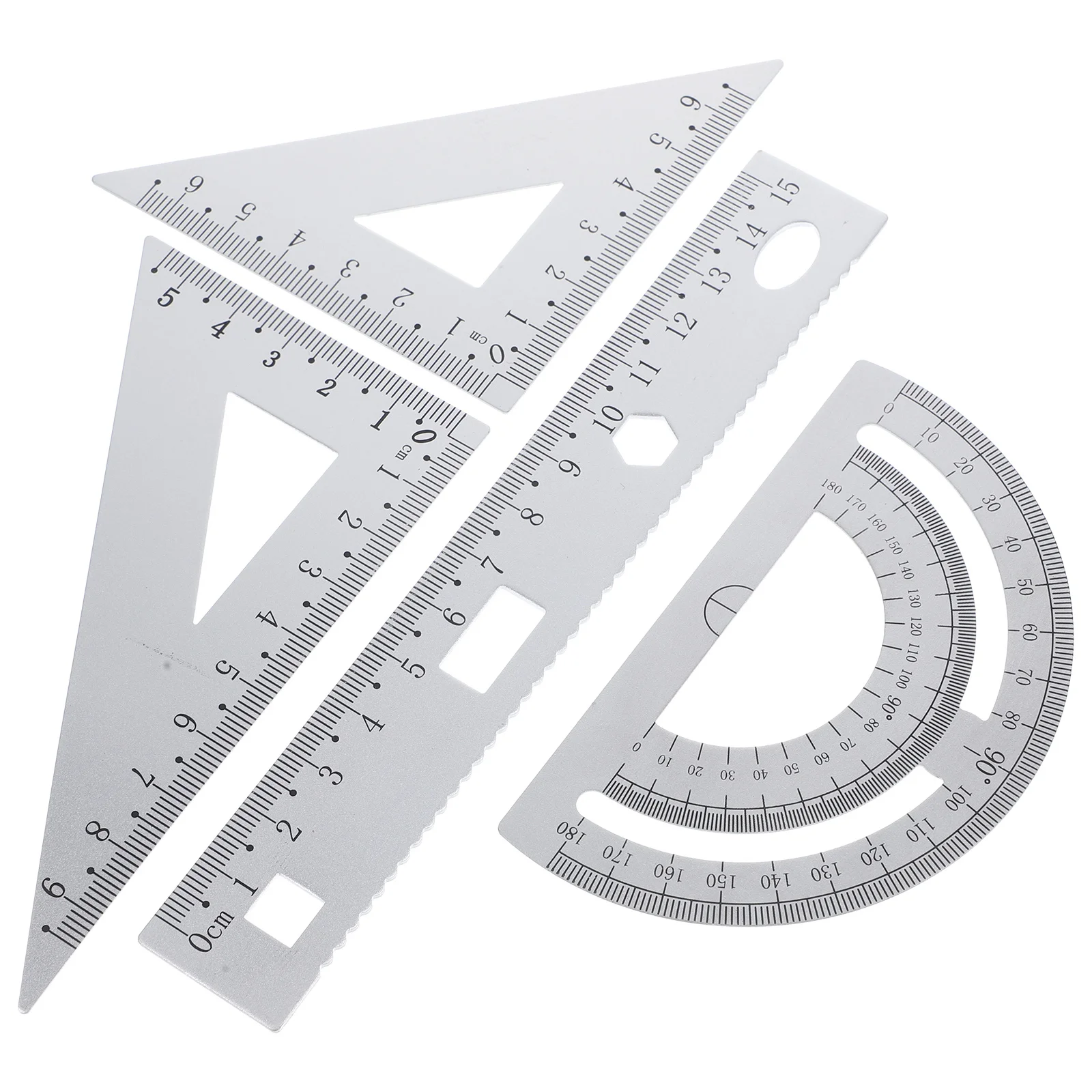 4 قطعة مجموعة مسطرة معدنية للطلاب المهندسين أدوات الهندسة المحمولة مثلث لوحة المنقلة حافة مستقيمة مجموعة أدوات مكتبية