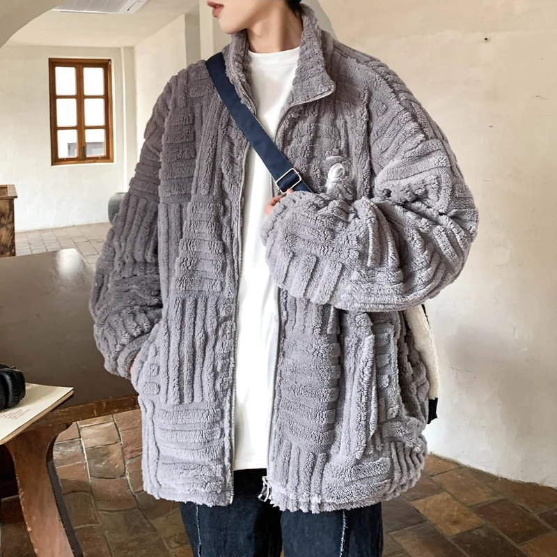 

2023 Autumn Winter Furry Shaggy Fur Coat Jacket Thick Men Lapel Warm Luxury Faux Fur Black Mens Outerwear Windbreaker A61