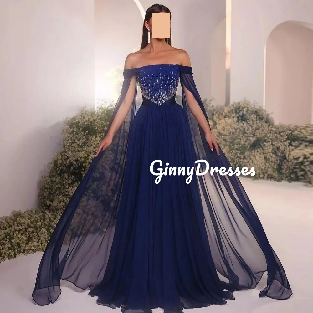 

Customized Off-The-Shoulder Neckline Luxury Evening Dresses 2025 Beadings Floor-Length Elegant And Pretty Women'S Dresses Zipper