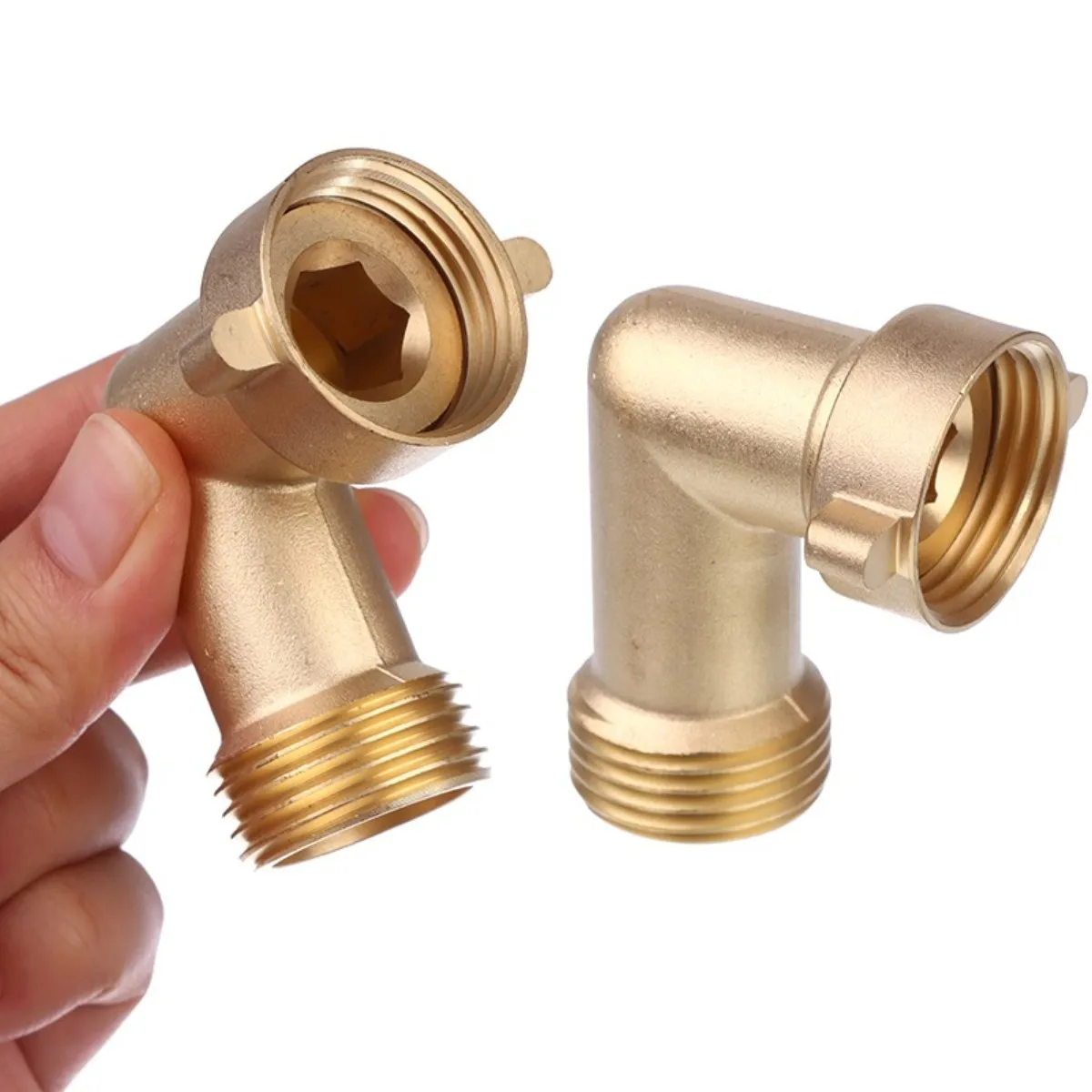 

1PC Brass 90-Degree Hose Elbow With Easy Grip Connector | Perfect For RV Water Hookups And Residential Outdoor Faucets