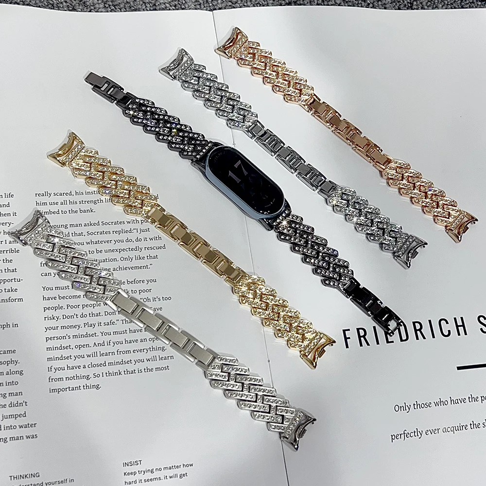 Luxury Bling Bracelet For Xiaomi Mi Smart Band 10 9 8 10Pro 9Pro 8Pro Diamond Shining Metal Strap For Redmi Smart Band 4 5 - Image 6