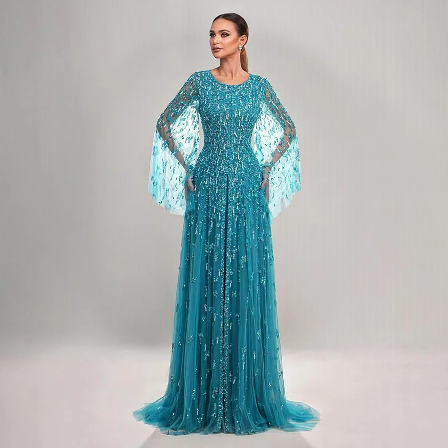 2025 Luxury Beaded Mermaid Elegant O-Neck Crystral Evening Dresses with Coat Formal Women Party Mother of Bridal Dress Customize