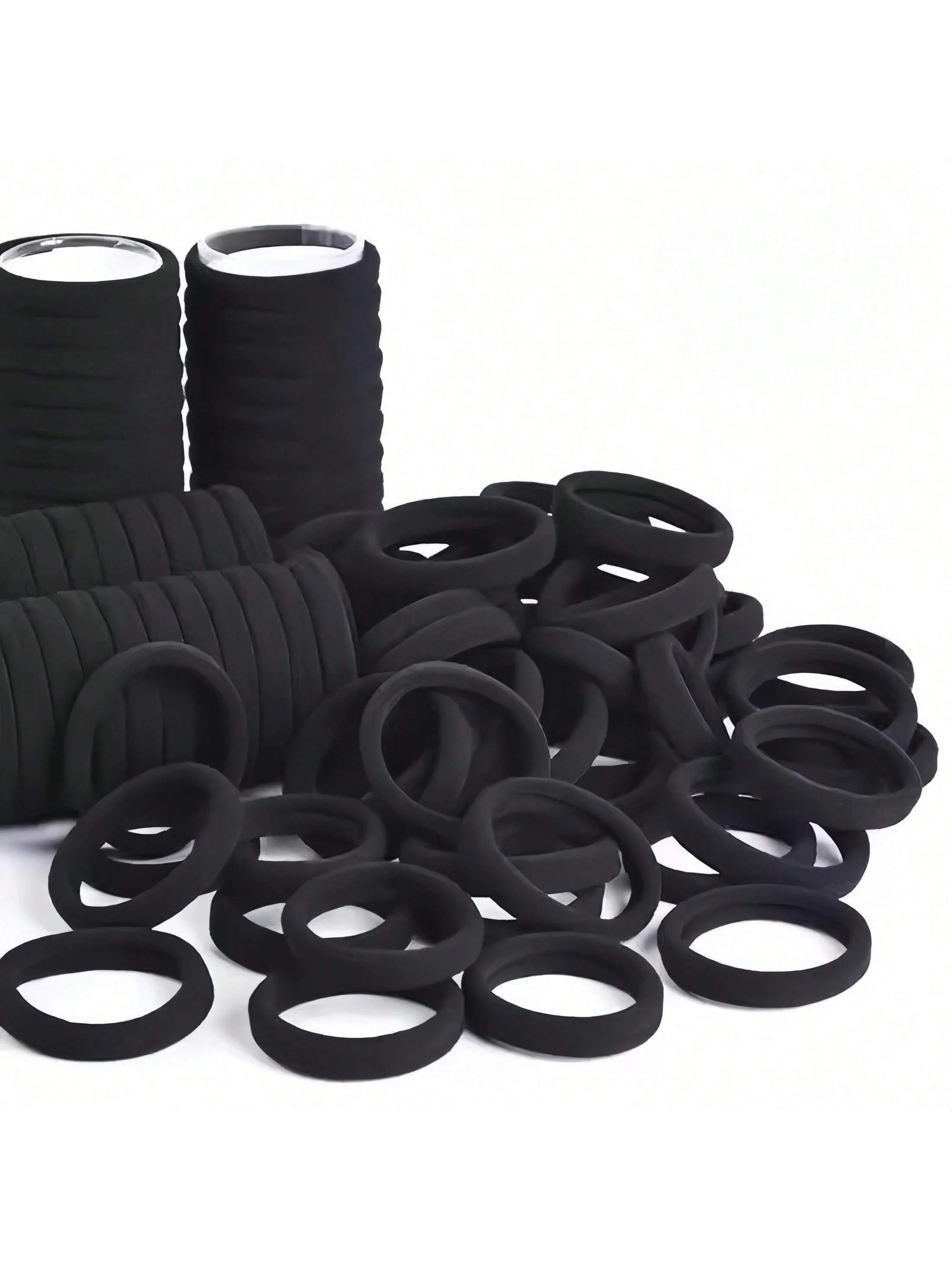 30pcs Black Seamless Hair Ties Bulk, No Damage Elastic Hair Bands for Women, Thick Soft Hair Scrunchies for All Hair Types