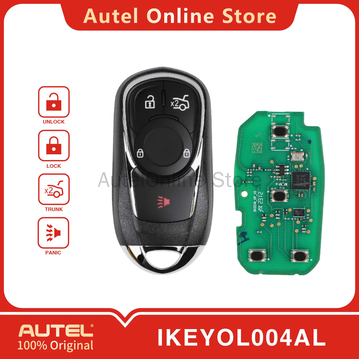 

AUTEL IKEYOL004AL 4-кнопочный универсальный интеллектуальный дистанционный ключ для KM100/IM508/IM608 для Buick