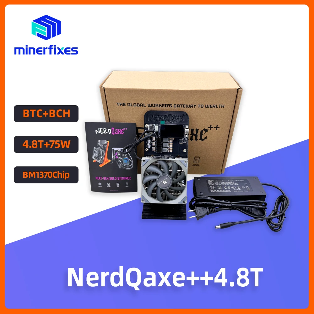 

Minerfixes Bitcoin Miner NerdQaxe++ 4.8TH/s 75W Home Solo Miner BTC Crypto SHA-256 BM1370 Asic Chips Open Source Mining Machine