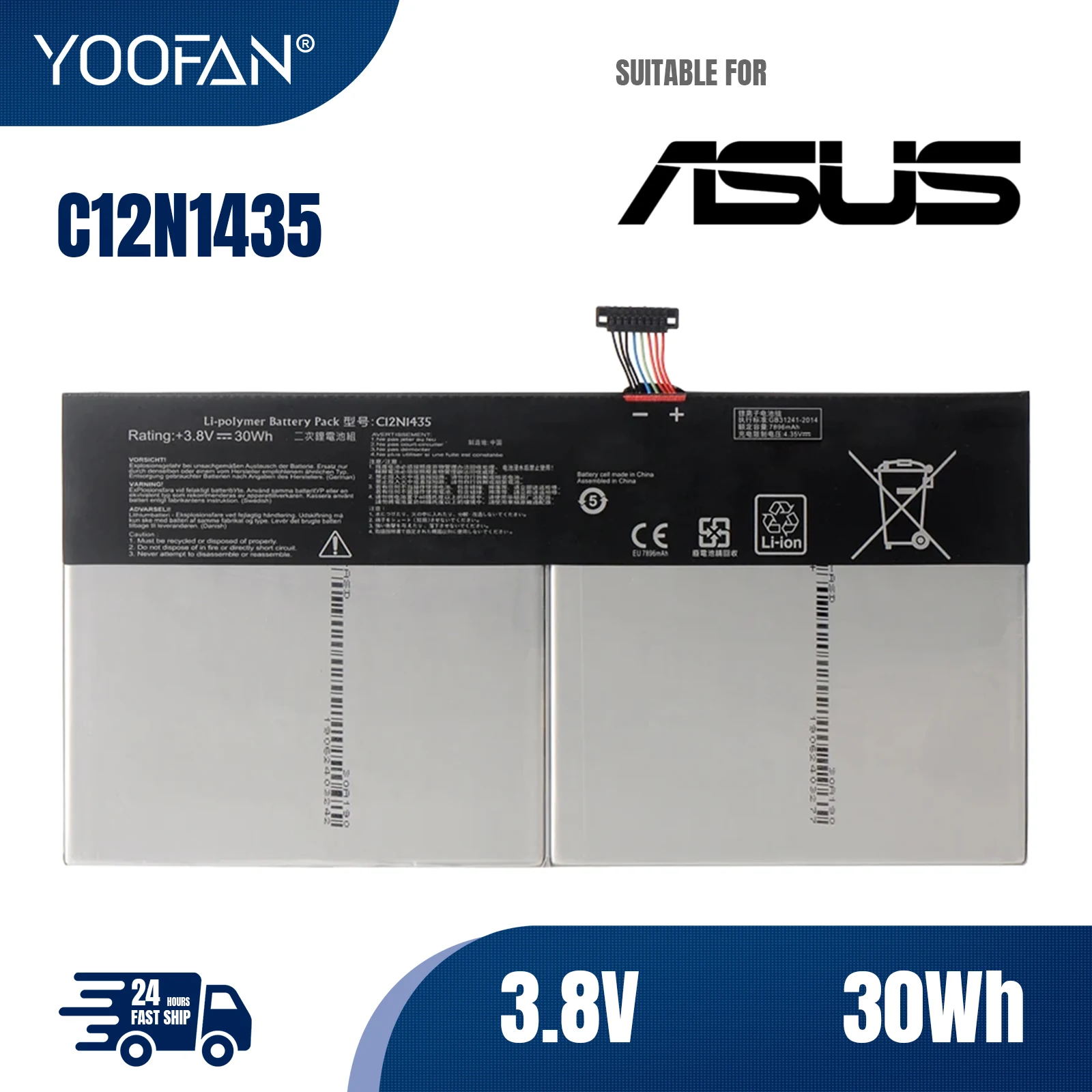 

YOOFAN C12N1435 30WH Laptop Battery for ASUS T100HA T100HA-FU006T 10.1-Inch 2 in 1 Touchscreen Series Tablet battery 3.8V