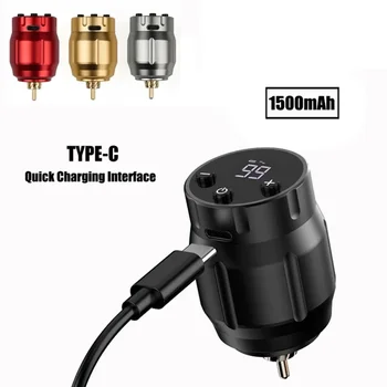 Yeni Mini kablosuz dövme güç kaynağı ledi ekran dövme makinesi kalem için 1500mAh taşınabilir şarj edilebilir pil RCA arayüzü