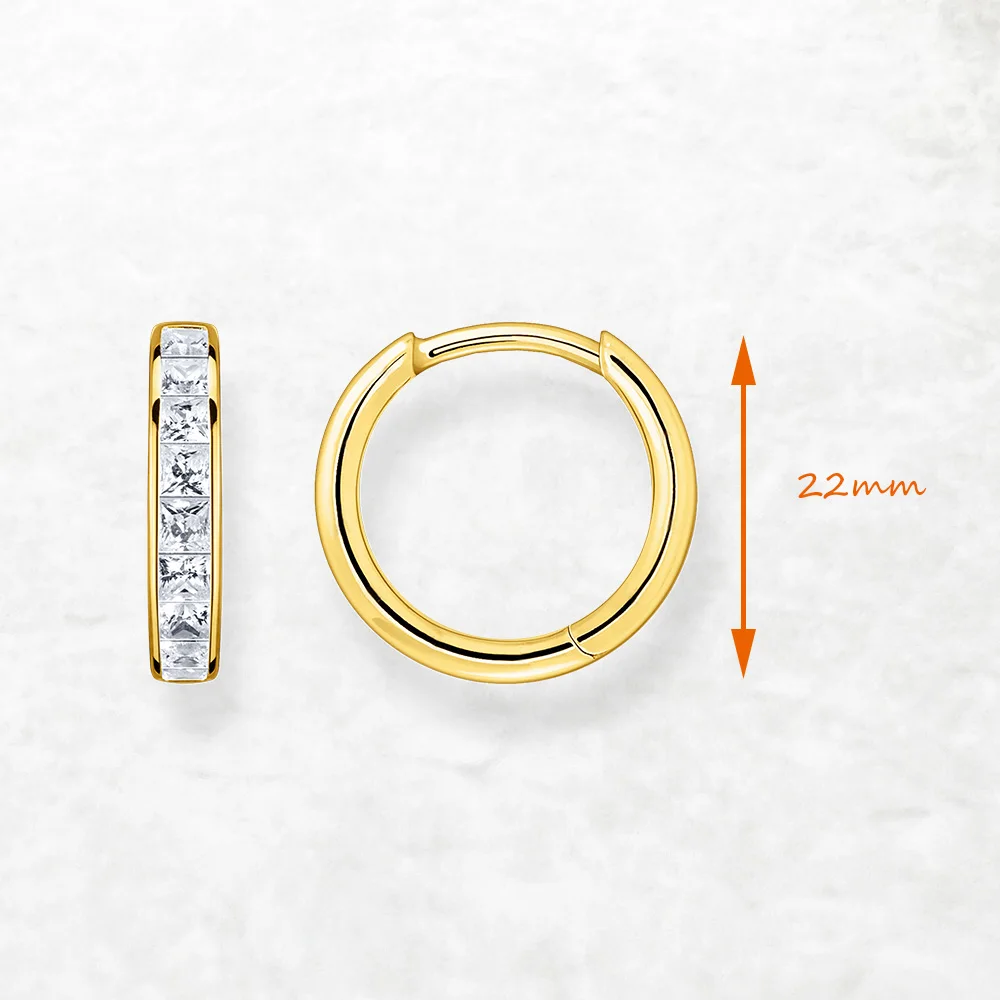 Elegantes Design, goldene Creolen mit Scharnier, Kreolisch, Europa, feiner Schmuck für Frauen, klassisches Geschenk aus massivem 925er-Sterlingsilber – Detail 3