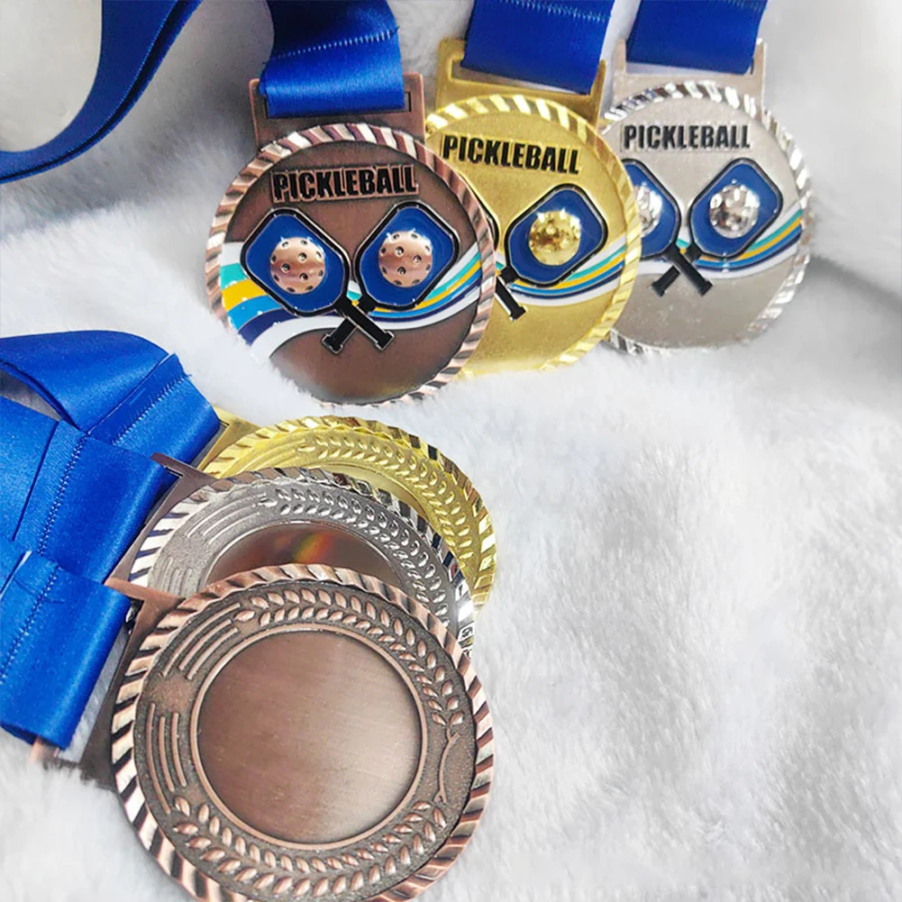 6.8cm Pickleball Medal Sports Medals with Neck Ribbon Metal Winner Medals Pickleball Award Medals for Game Party Activities