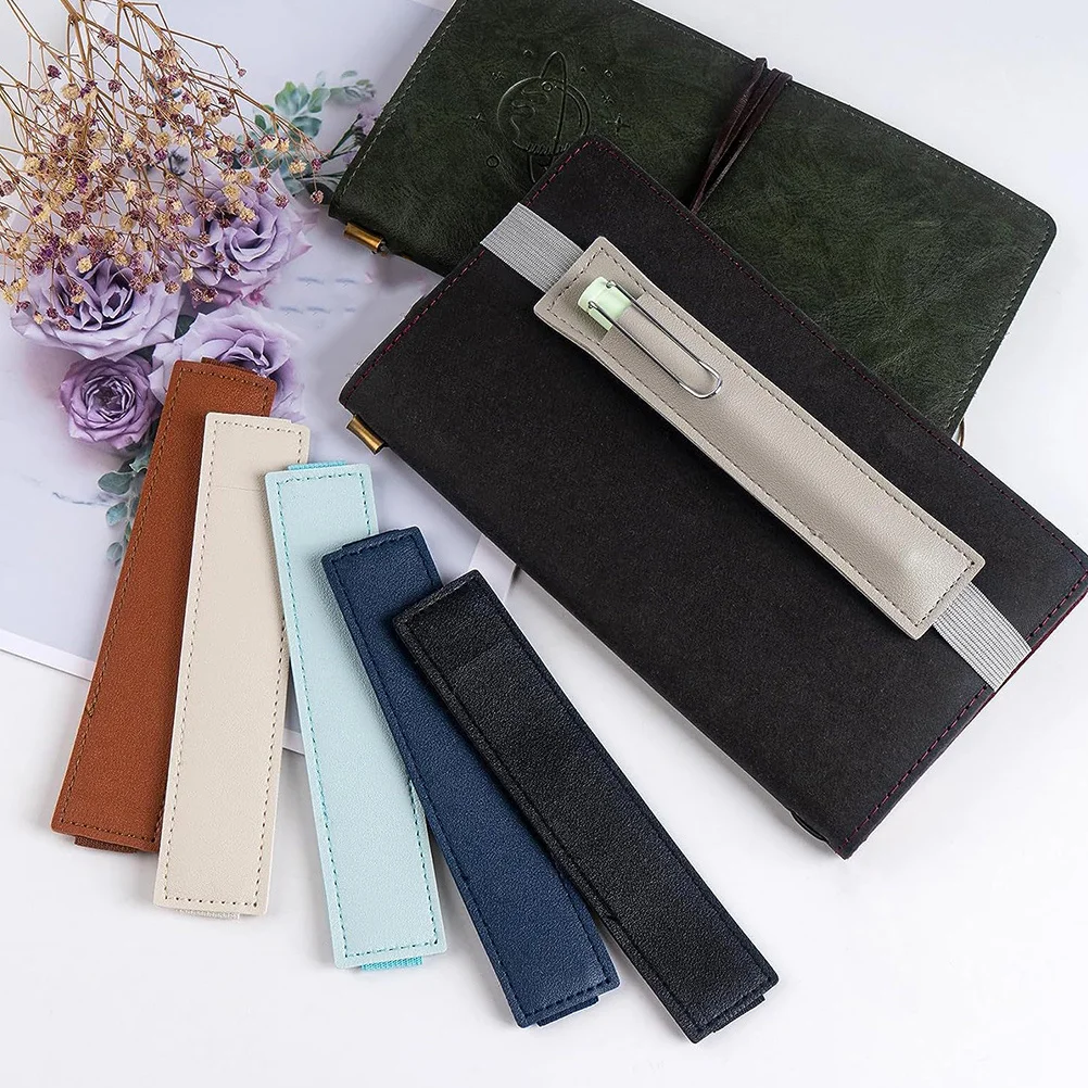

6Pcs Capacitive Pen Pouch PU Pen Holder Elastic Band Notebook Journal Pencil Sleeve Storage Bag Notebook Pencil Holder