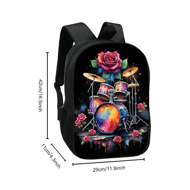 Watercolor Musical Instruments Flowers Backpack Piano Guitar Drums Women Men Rucksack School Bags for Teenager Daypack Bookbag