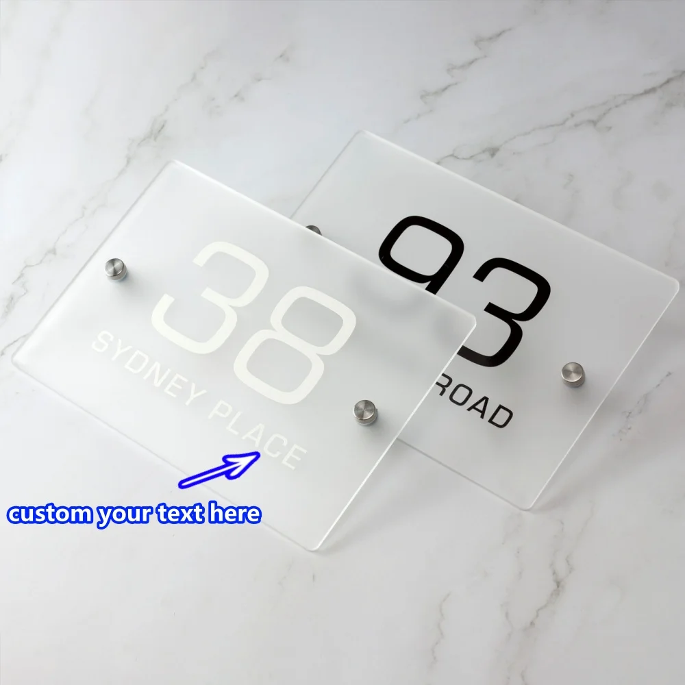 لافتة رقم المنزل من الأكريليك البلوري، لوحة لافتة عنوان جدارية من الأكريليك مطبوعة شخصية