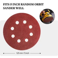 5 Inch 8 Hole 125mm Sandpaper Round Shape Sanding Discs Hook Loop Sanding Paper Buffing Sheet Sander Polishing Abrasive Discs 6