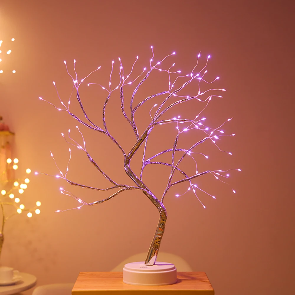 LED Night Light Mini Christmas Tree Copper Wire Garland Lamp For Kids Home Bedroom Decoration Decor Fairy Gifts Christmas Decor