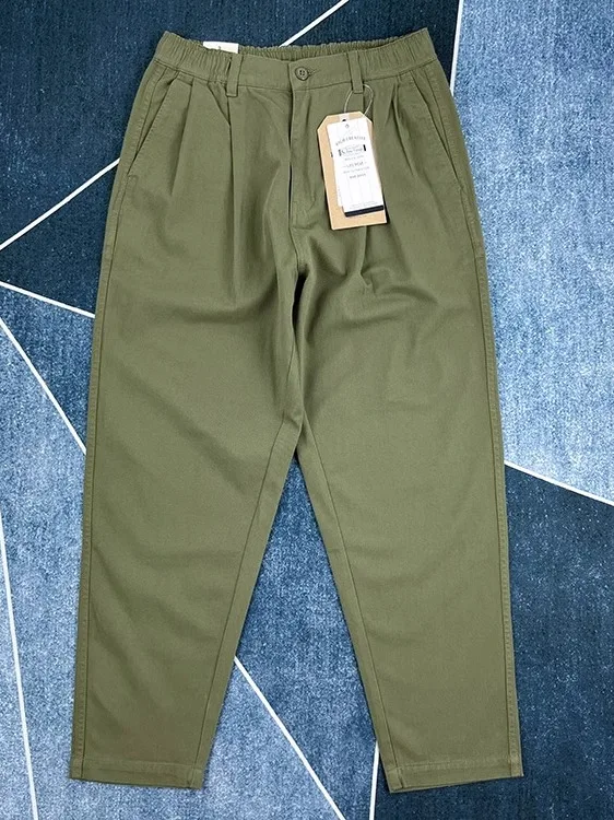 

Мужские брюки из чистого хлопка, свободного кроя, на резинке, для весны и осени, тонкие, прямые, в стиле американского ретро и японского стиля...