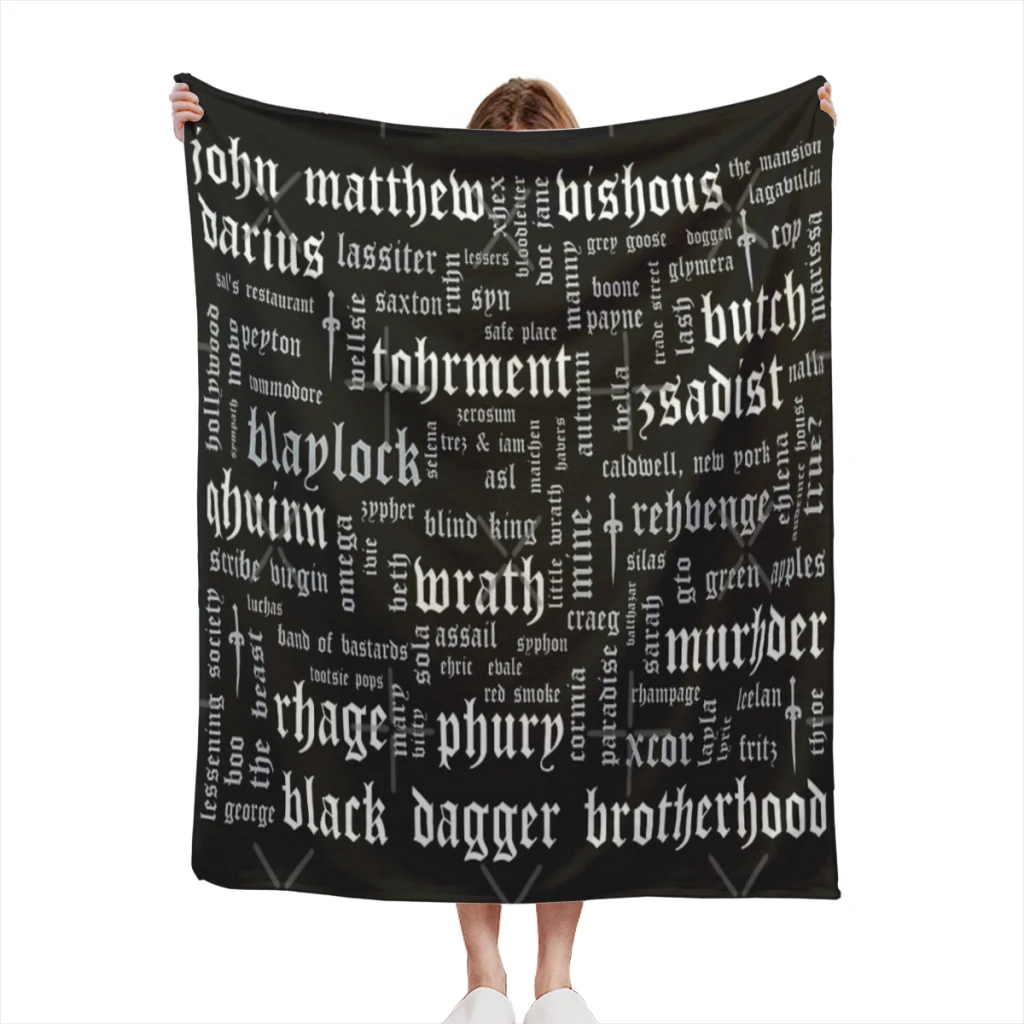 

Black Dagger Brotherhood Word Cloud Landscape Summer Blanket Thin Blanket for Couch Sofa Warmth Bed Artificial Flannel Blankets