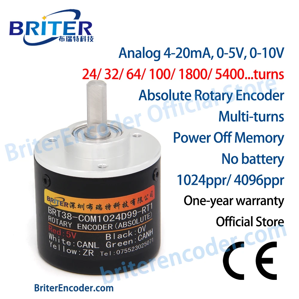 Magnetic Multi-turns Absolute Rotary Encoder Analog 4-20mA, Angle Measurement, Power Off Memory, Smart Home DIY Electronic Devic