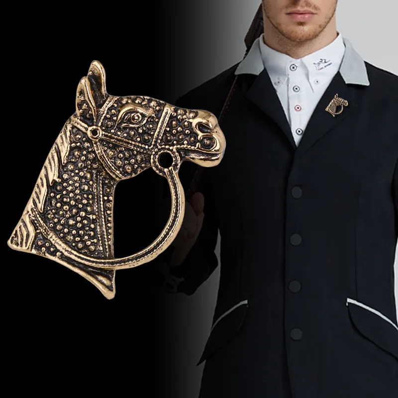 Vintage Pferdekopf Broschen Herren Anzug Hemd Abzeichen Metall Tier Anstecknadeln Corsage Mode Kleidung Accessoires Hohe Qualität – Detail 2