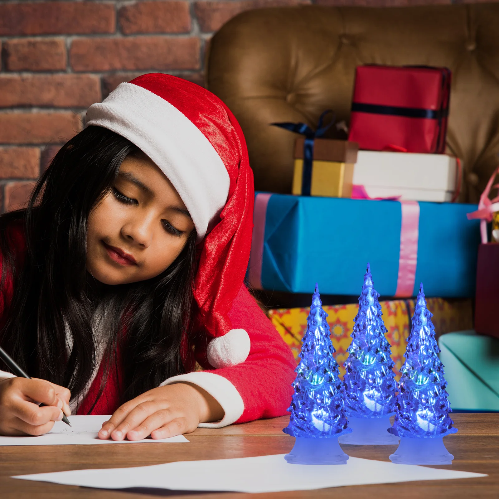 

6Pcs Christmas Tree Night Lamps Colorful Desktop Small Night Lights Flameless Safe Home Decoration Party Tree Light