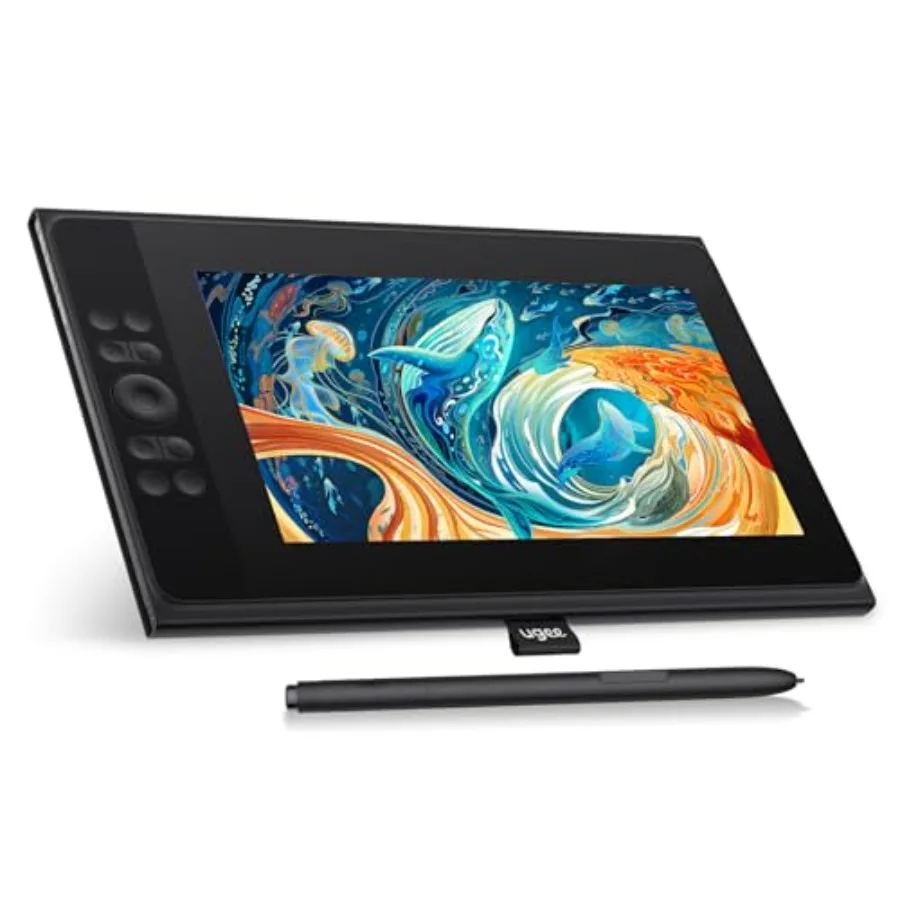 Graphics Tablet with Screen for digital art full-laminated 11.9-inch display black 147 RGB colour gamut scroll wheel and 8 shor