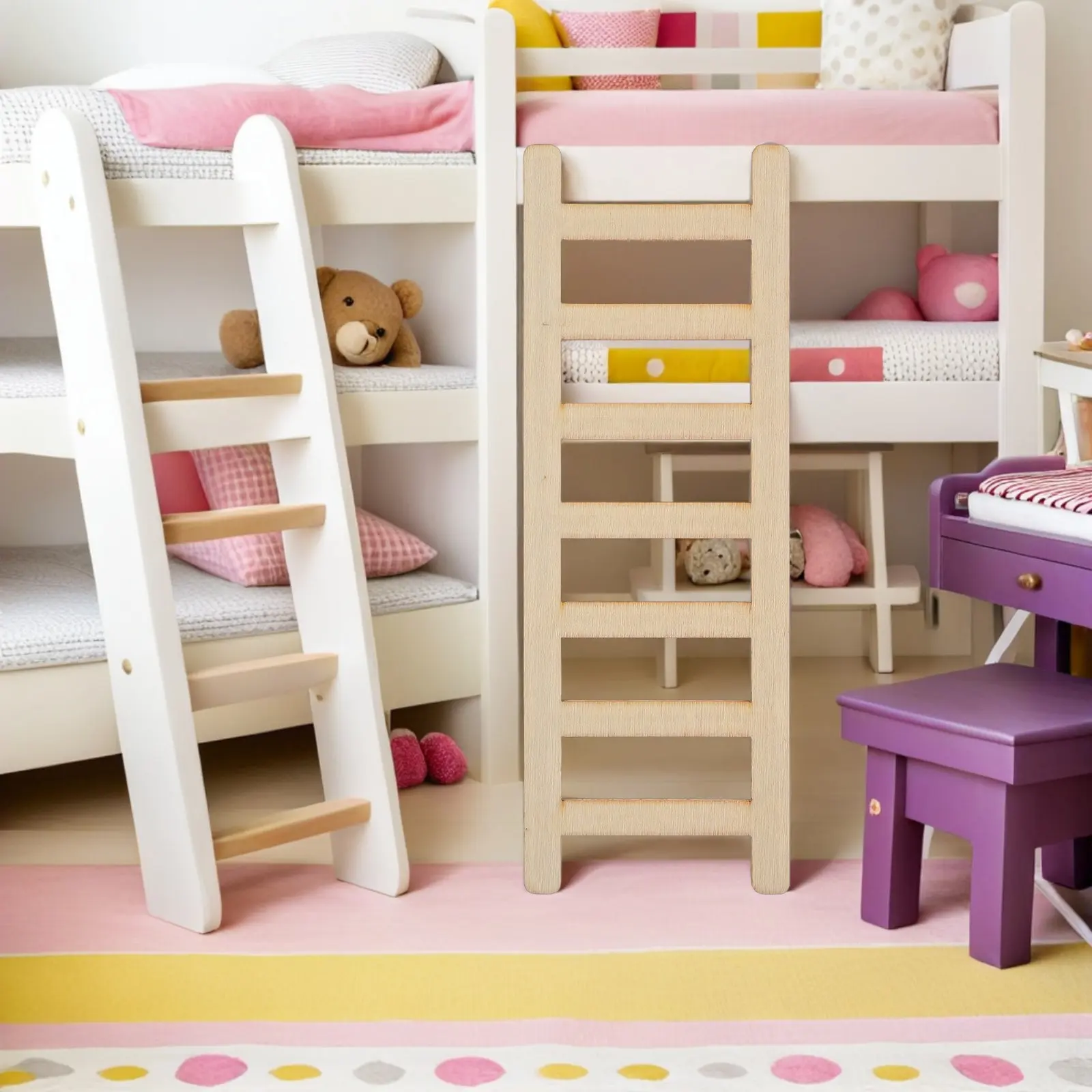 50Pcs Wooden Miniature Ladder Versatile Design Ideal for Mini Staircase Small Wood Ladder Furniture Micro Landscape Accessory