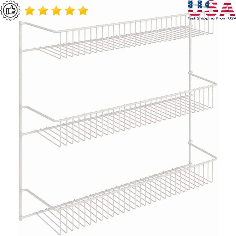 

3-х уровневая настенная металлическая полка для хранения, кухня, ванная комната, кладовая, простая установка, прочный проволочный органайзер